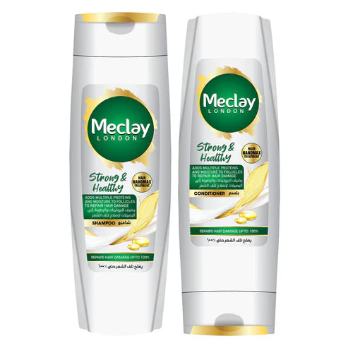 Meclay London Strong & Healthy Shampoo - 185ml + Conditioner - 180ml Pair Box Meclay London