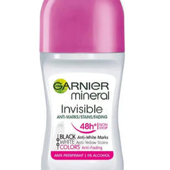 Garnier Mineral Ladies Roll On Invisible Black, White and Colours - 50ml Garnier