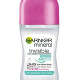 Garnier Mineral Ladies Roll On Invisible Black, White and Colours New Fresh Scent - 50ml