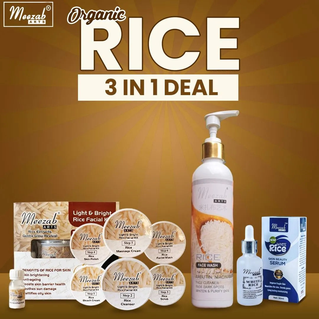 Meezab Arts 3 in 1 Organic Rice Facial Kit Meezab