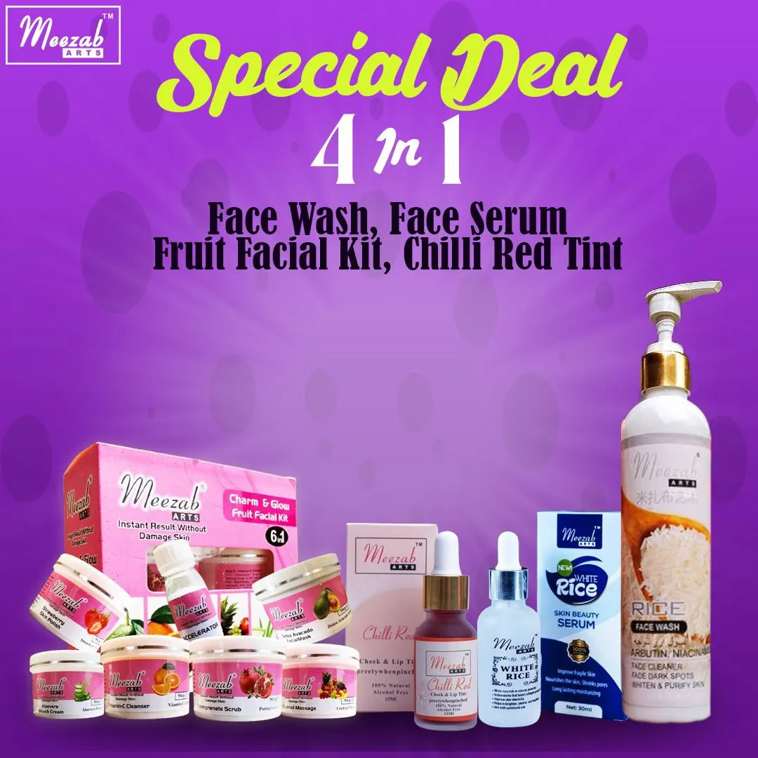 Meezab Arts 4 in 1 Organic Rice Facial Kit Meezab