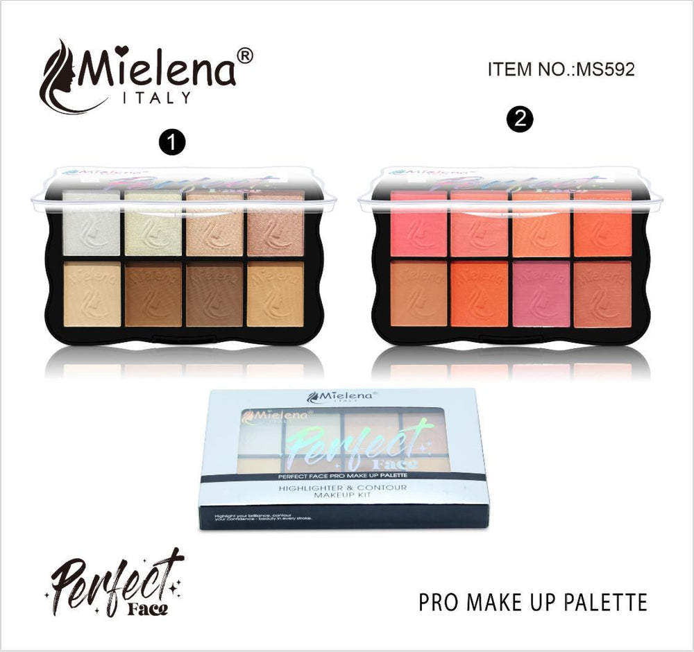 Mielena Italy 8 colours palettes - Highlighter & contour And BlushOn Mielena