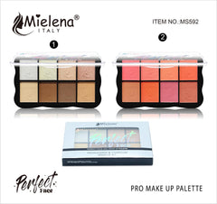 Mielena Italy 8 colours palettes - Highlighter & contour And BlushOn Mielena