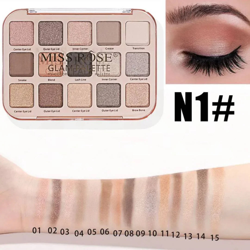 Miss Rose Glam Eyeshadow Palette -  15 Color Miss Rose