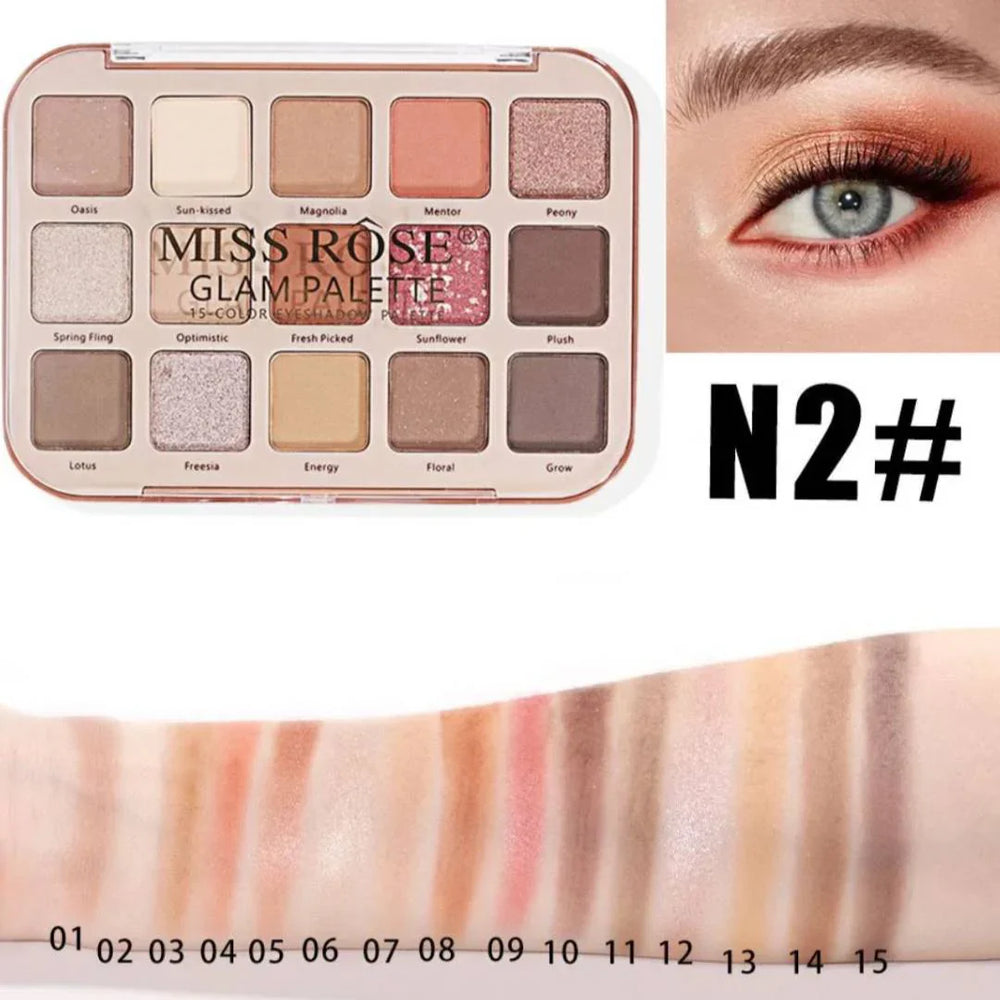 Miss Rose Glam Eyeshadow Palette -  15 Color Miss Rose