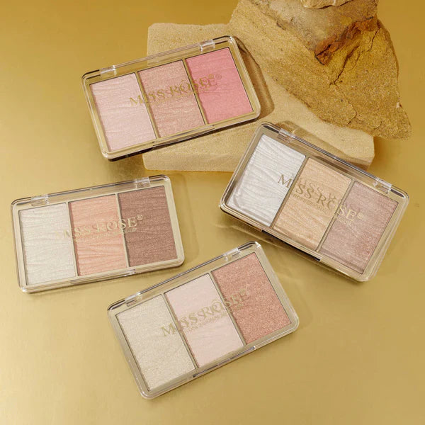 Miss Rose 3 Color Hyper Real Highlighter kit Miss Rose