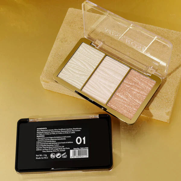 Miss Rose 3 Color Hyper Real Highlighter kit Miss Rose