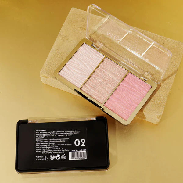 Miss Rose 3 Color Hyper Real Highlighter kit Miss Rose