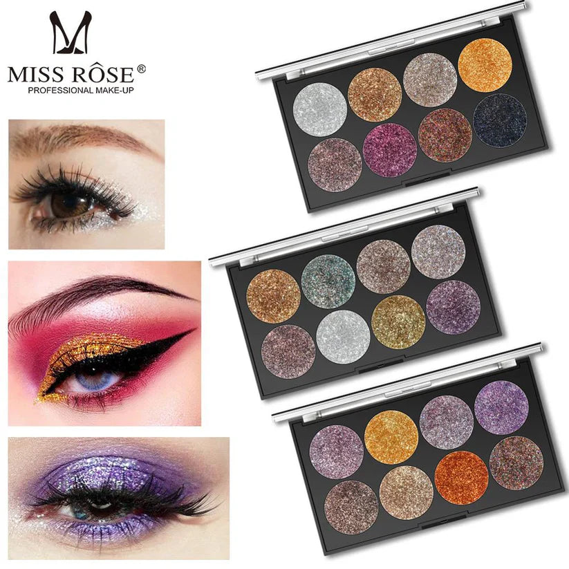 Miss Rose Makeup Palette Glitter - 8 Color Miss Rose