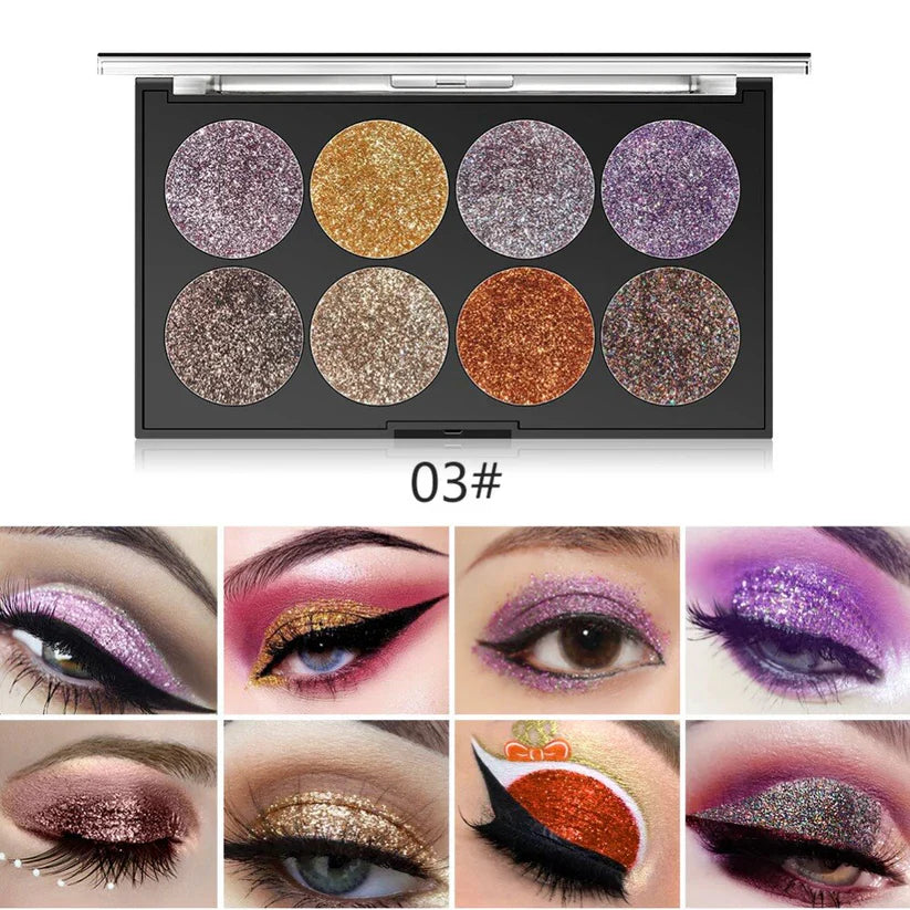 Miss Rose Makeup Palette Glitter - 8 Color Miss Rose