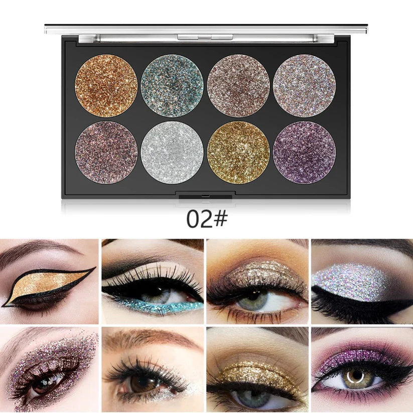 Miss Rose Makeup Palette Glitter - 8 Color Miss Rose