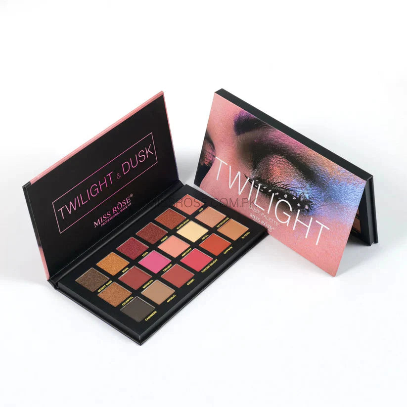 Miss Rose Twilight Dusk Palette Matte And Shimmer Eyeshadow - 18 Color Miss Rose