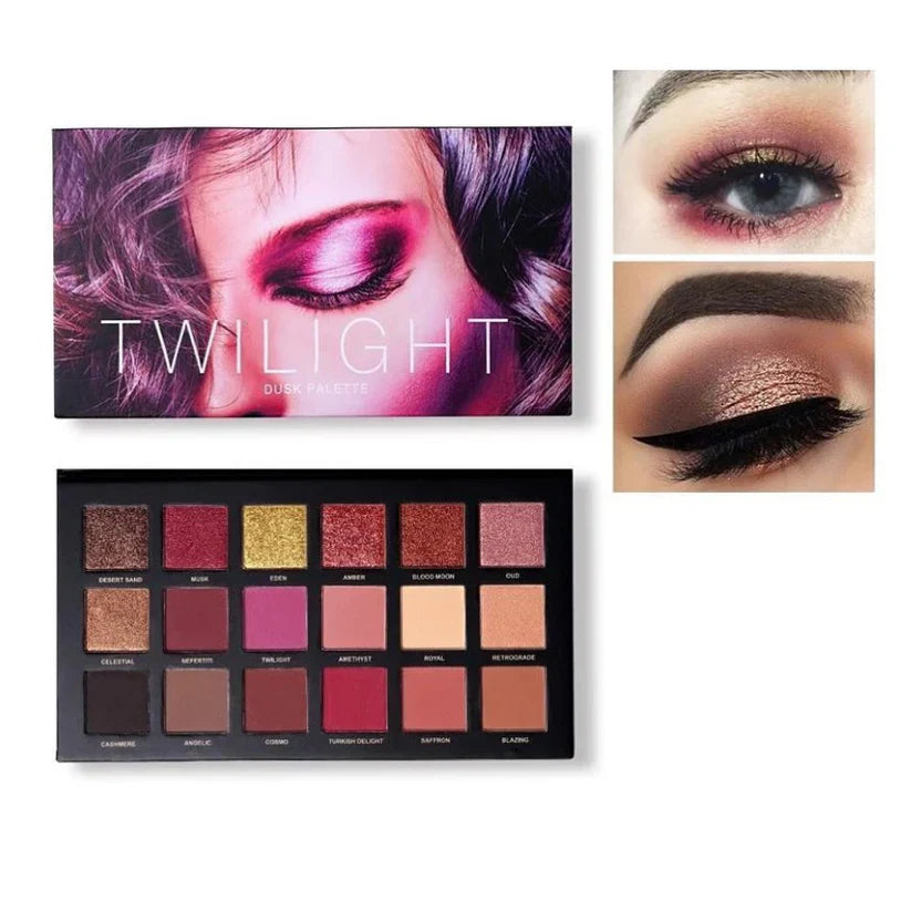 Miss Rose Twilight Dusk Palette Matte And Shimmer Eyeshadow - 18 Color Miss Rose
