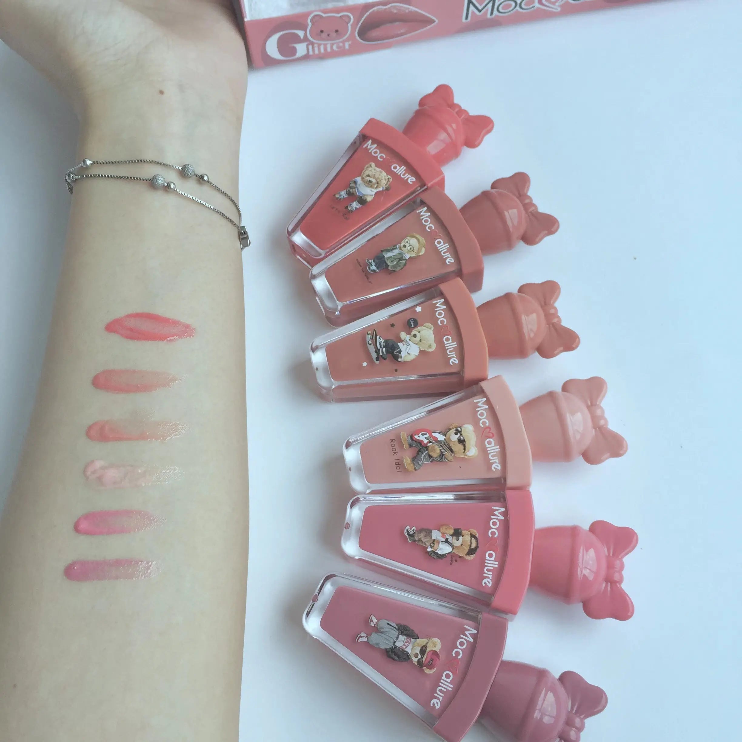 Mocallure Happy Bear Heart Gloss & Glitter Pack - 6 Pcs Mocallure