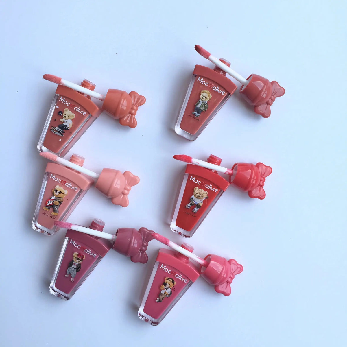 Mocallure Happy Bear Lip Gloss Shimmer Glitter 6Pcs Set Mocallure
