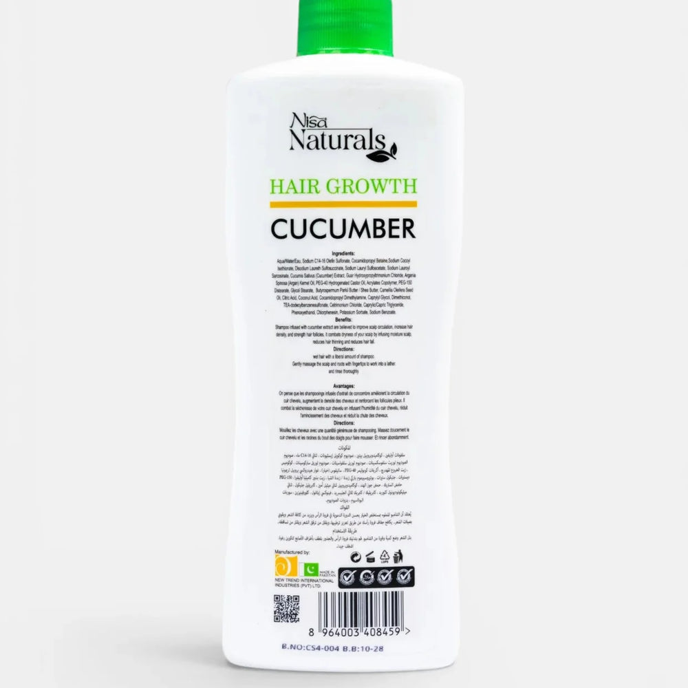 Nisa Natural Cucumber Hair Growth Shampoo - 400ml Nisa Naturals