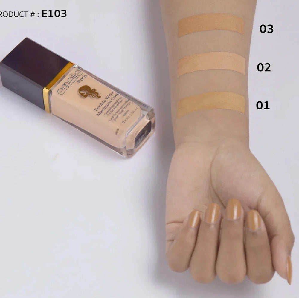 Emelie Paris Double Wear Maximum Cover Waterproof Foundation - 40ml Emelie