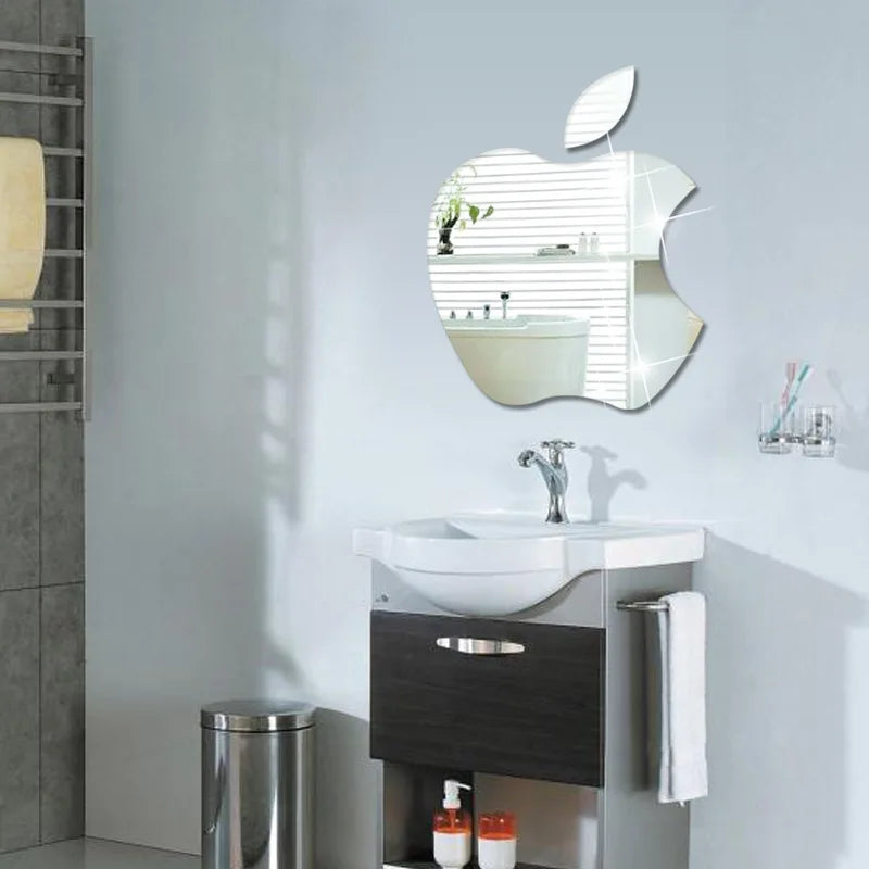 Creative Decoration Apple Shape Mirror Wall Sticker Cosmia.pk