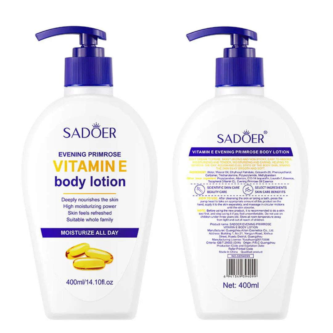 Sadoer Vitamin E Body Lotion Purified Moisturizing Glowing Refreshing 400ml Sadoer