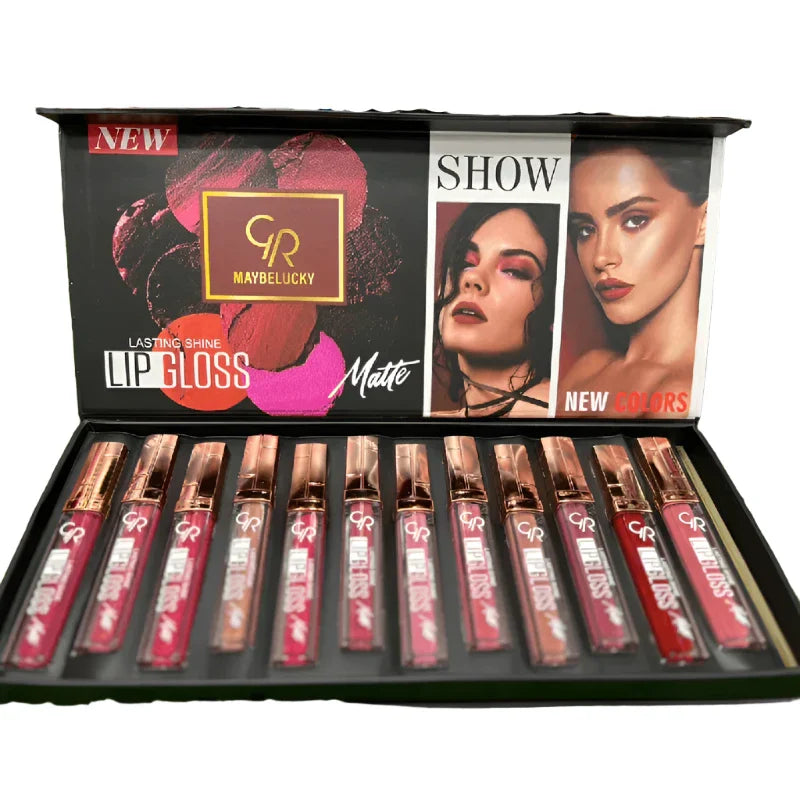 Pack of 12 GR Maybelucky Matte Lasting Shine Lip Gloss GR Maybelucky