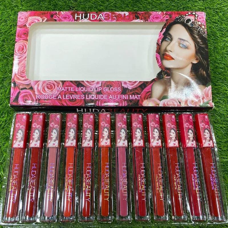 Huda Beauty Matte Liquid Lip Gloss - 12 Pcs Huda Beauty