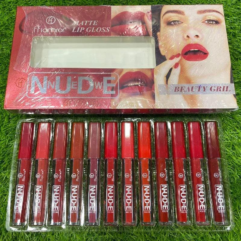 Flomror New Nude Matte Lip Gloss - 12 Pcs Fflomror