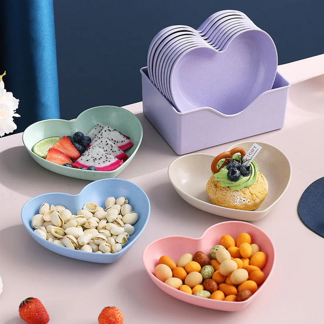 Heart Shape 10 PCs Plate Set With Holder Cosmia.pk
