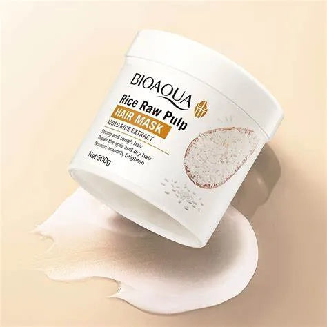 BIOAQUA Rice Raw Pulp Hair Mask For Dry &amp; Damaged Hair - 500g Bioaqua