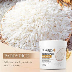 BIOAQUA Rice Raw Pulp Hair Mask For Dry &amp; Damaged Hair - 500g Bioaqua