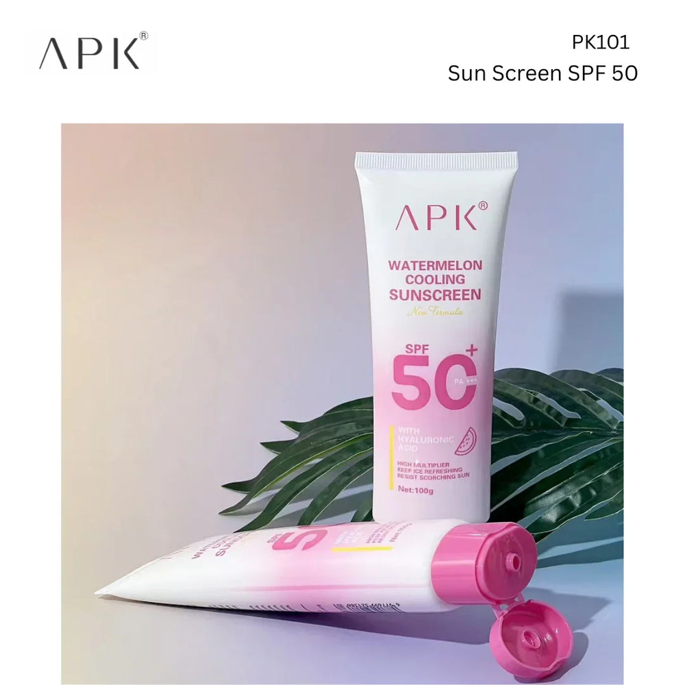 APK Watermelon Cooling Sunscreen SPF 50+ – Hydrating & UV Protection – 100g APK
