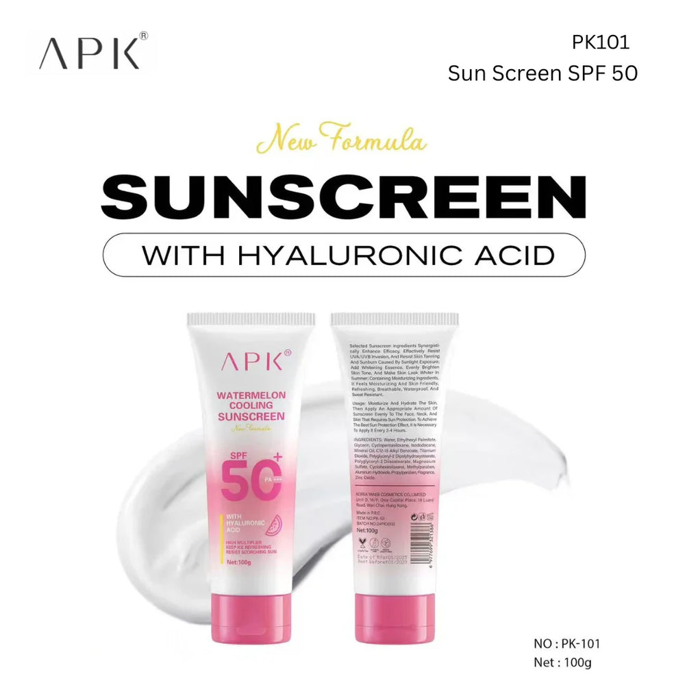 APK Watermelon Cooling Sunscreen SPF 50+ – Hydrating & UV Protection – 100g APK