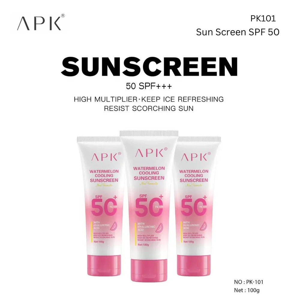 APK Watermelon Cooling Sunscreen SPF 50+ – Hydrating & UV Protection – 100g APK