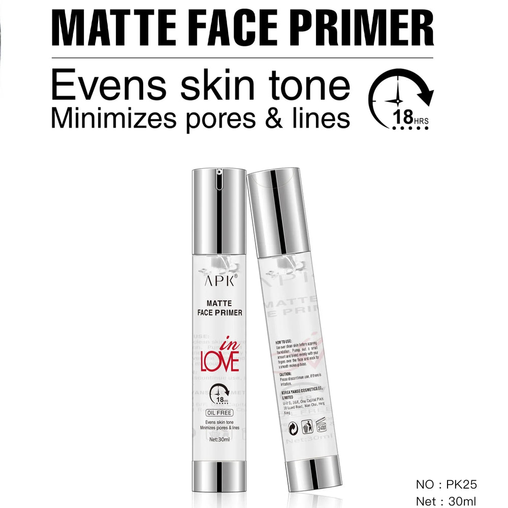 APK Matte Face Primer – Long-Lasting Oil-Free Makeup Base - 30ml APK