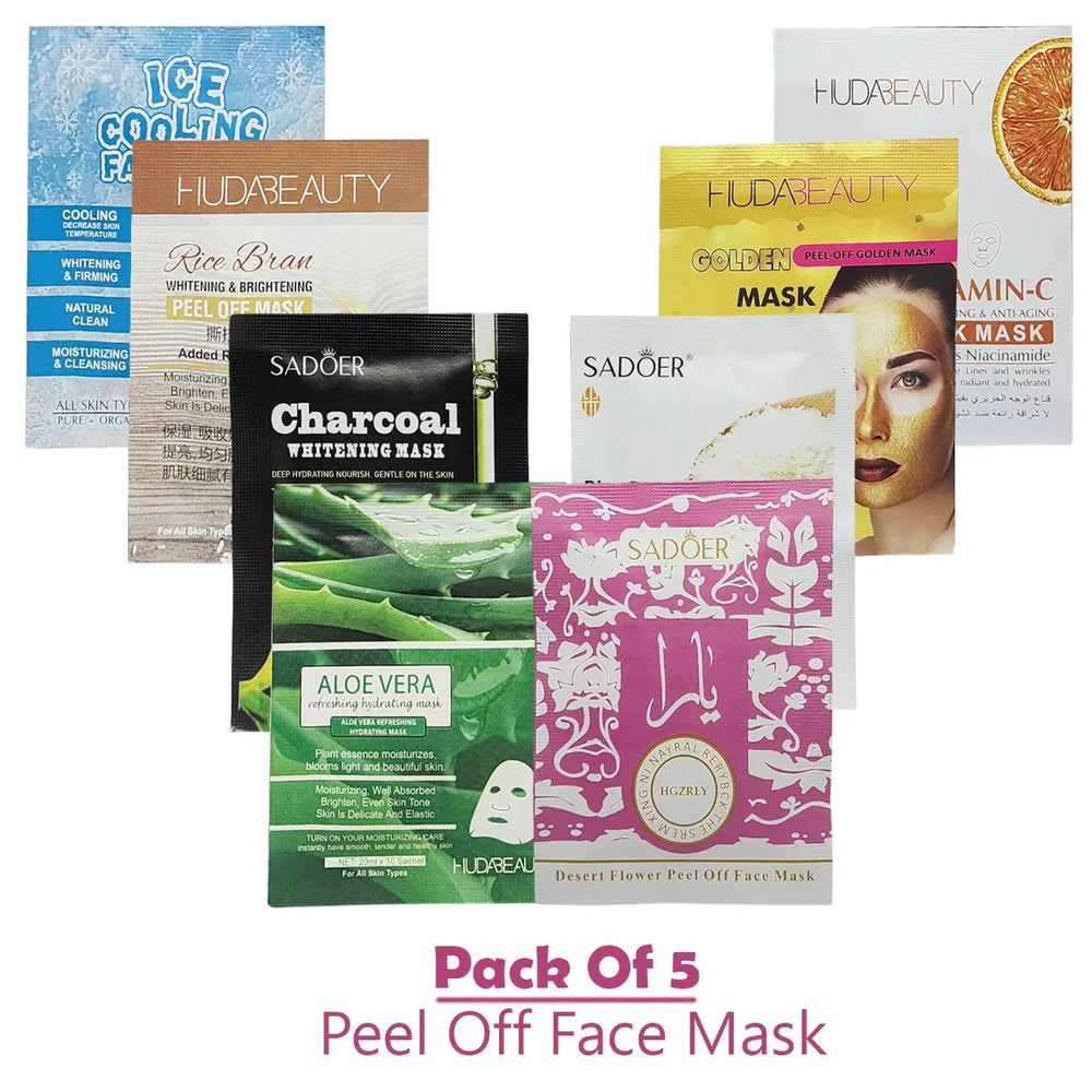 Pack of 5 Random Peel-Off Face Masks – Deep Cleansing & Glow Boosting Cosmia.pk