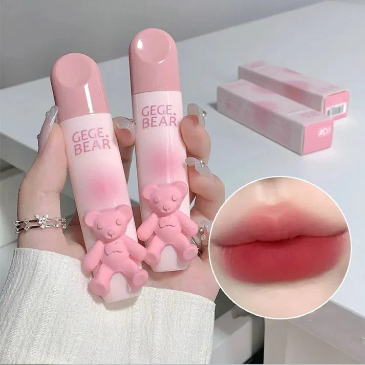 Gege Bear Pink Cute Bear Matte Velvet LipGloss Gege Bear