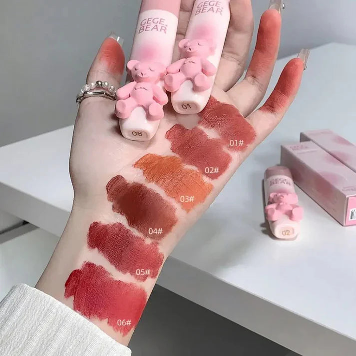 Gege Bear Pink Cute Bear Matte Velvet LipGloss Gege Bear