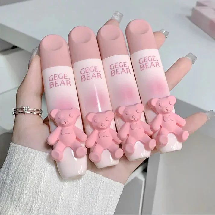 Gege Bear Pink Cute Bear Matte Velvet LipGloss Gege Bear