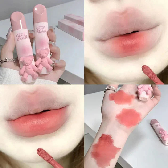 Gege Bear Pink Cute Bear Matte Velvet LipGloss Gege Bear