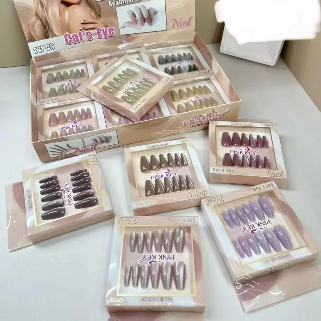 Pink Key "Cat's Eye" Press-on Fake Nails Pink Key