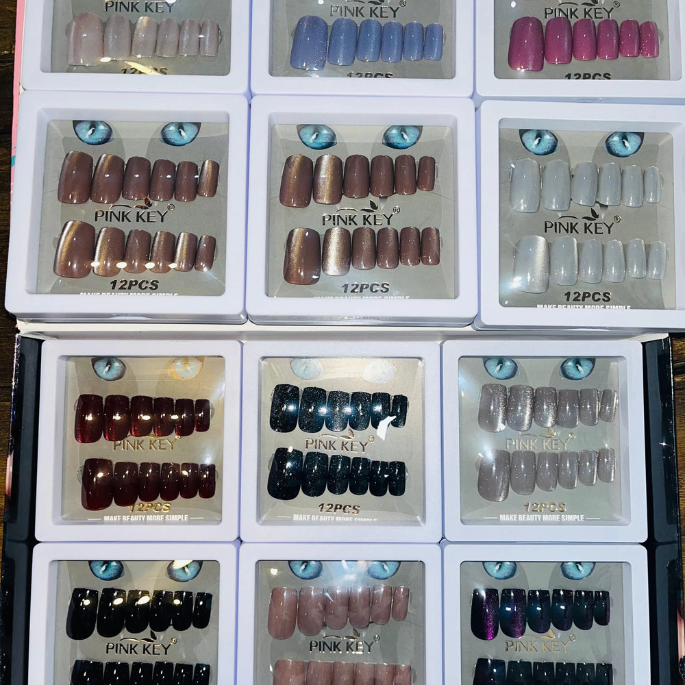 Pink key Stylish Shiny Artifical Nails (12 Pcs) PINK KEY
