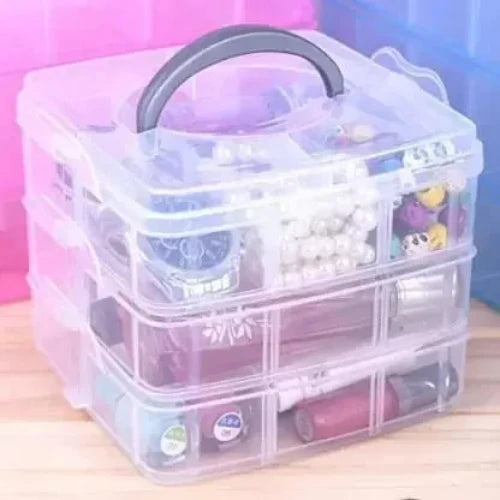 Plastic 3 Layer 18 Grid Jewelry/Makeup/Cosmetic Storage Box Cosmia