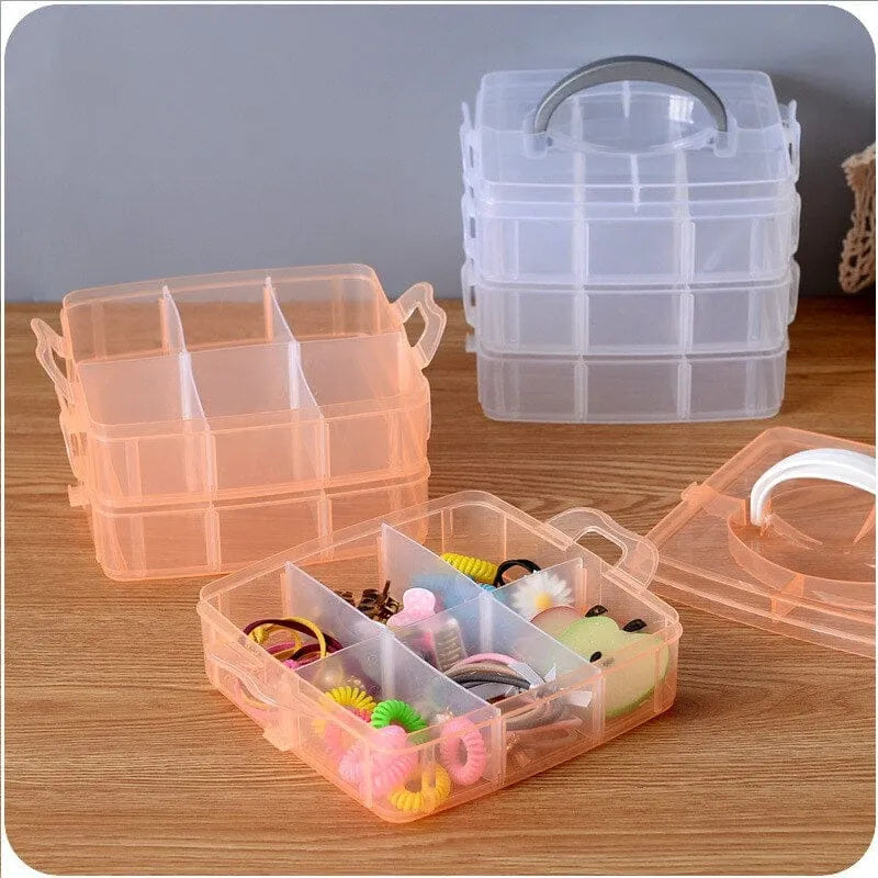 Plastic 3 Layer 18 Grid Jewelry/Makeup/Cosmetic Storage Box Cosmia