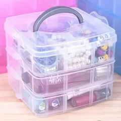 Plastic 3 Layer 18 Grid Jewelry/Makeup/Cosmetic Storage Box Cosmia