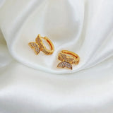 QX Quan Xing Jewelry Butterfly-Shaped Gold-Colored Hoop Earrings