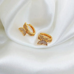 QX Quan Xing Jewelry Butterfly-Shaped Gold-Colored Hoop Earrings Cosmia