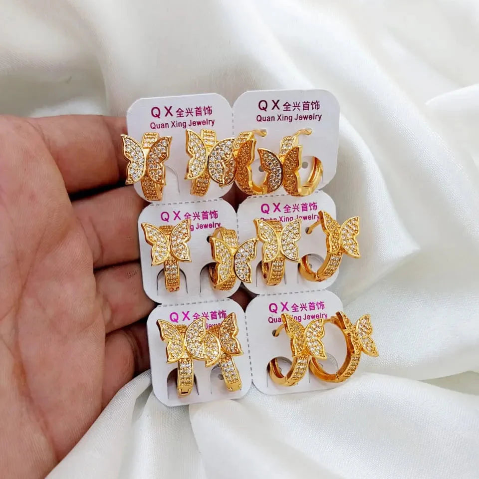 QX Quan Xing Jewelry Butterfly-Shaped Gold-Colored Hoop Earrings Cosmia