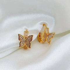 QX Quan Xing Jewelry Butterfly-Shaped Gold-Colored Hoop Earrings Cosmia