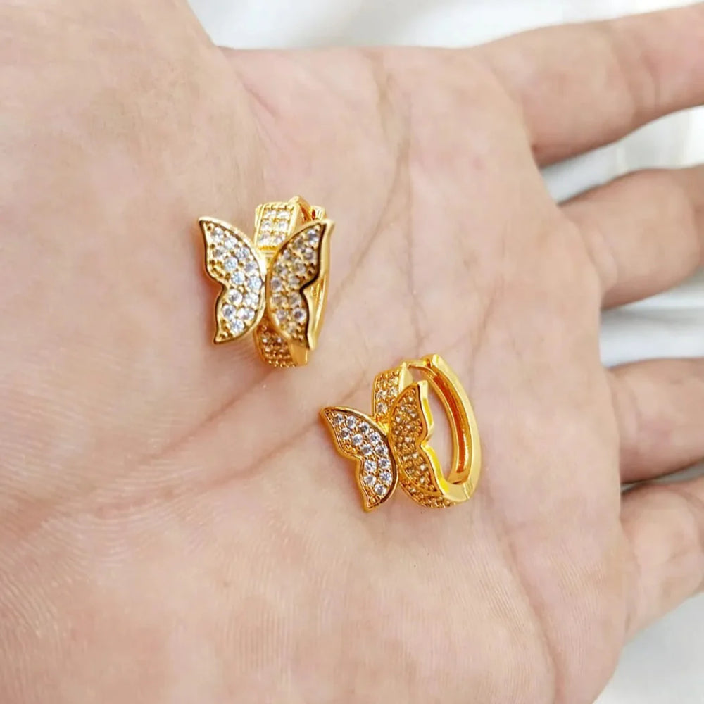 QX Quan Xing Jewelry Butterfly-Shaped Gold-Colored Hoop Earrings Cosmia