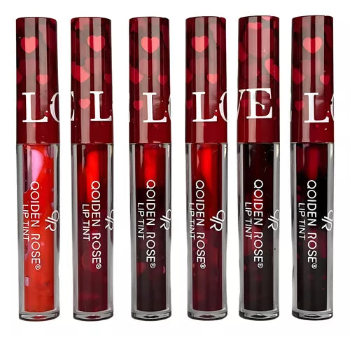 6 Pcs Qoiden Rose Love Red Lipgloss Qoiden Rose