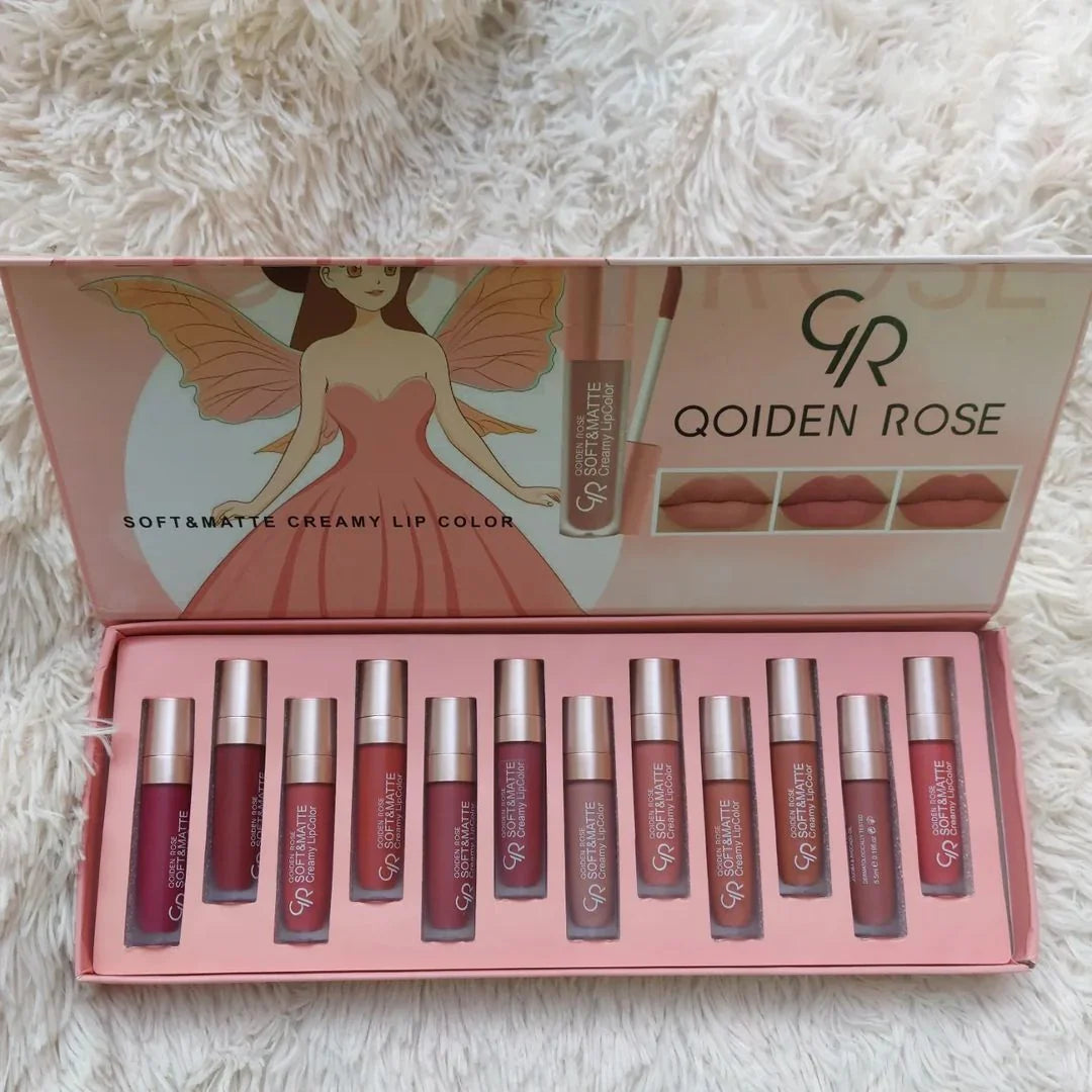 Qoiden Rose QR Soft And Matte Lipgloss - 12 Pcs Qoiden Rose